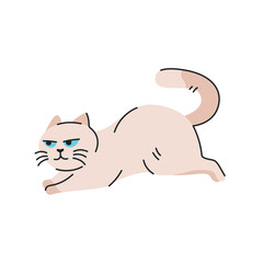 The cat is running color element. Cartoon cute animal.