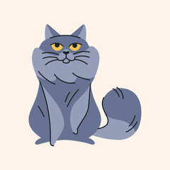 The cat is sitting color element. Cartoon cute animal.