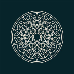 Round Pattern Mandala. Abstract design of Persian, Islamic, Turkish, Arabic vector circle floral ornamental border. Abstract Asian elements of the national pattern of the ancient nomads of the Kazakh