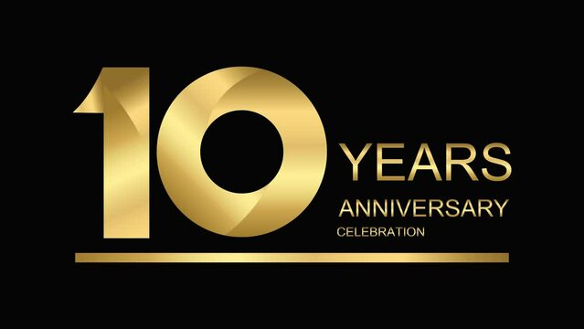 3d golden numbers. 10 year anniversary. gold icon isolated on black background.