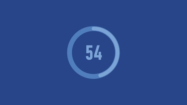 Counting 0 to 75 Percentage Loading Circle on Blue Background