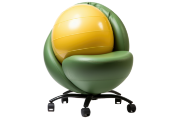 Green Color Chair with Yellow Cushion on a White or Clear Surface PNG Transparent Background