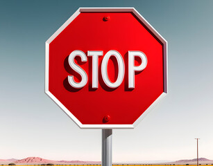 stop traffic sign traffic regulatory warning stop symbol warning signage octagon 3d icon. Generative AI	