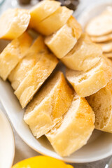 Butter board with vegetables and bread