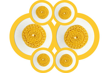 Pattern with a paraffin yellow twisted candle top view