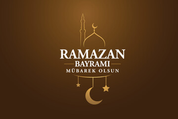 Eid al-Fitr Mubarak Islamic Feast Greetings (Turkish: Ramazan Bayramınız Mübarek Olsun) Holy month of muslim community Ramazan. Billboard, Poster, Social Media, Greeting Card template.