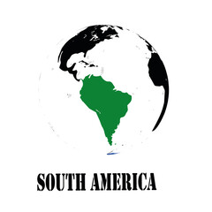 South America World map earth, international globe, grey template. Circle earth. Country travel worldwide concept. Background continent with transperent background