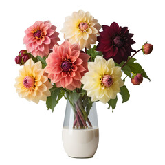 Dahlias in Bloom: A Vase Full of Sunshine On transparent background PNG file