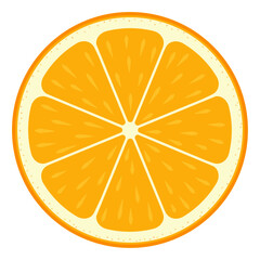 Orange slice. Citrus slice. Isolated on white background. Vector illustration design element.
