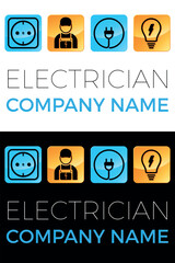 Elektrobetrieb, Steckdose, Lampe, Kabel, Elektriker - Logo, Firmenzeichen