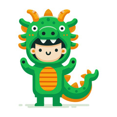 龍（たつ・竜・辰・ドラゴン）の着ぐるみを着た人のベクターイラスト