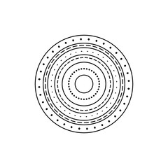 Circle with pattern inside. Coloring page illustration. Dots and lines pattern in circle. Monochrome