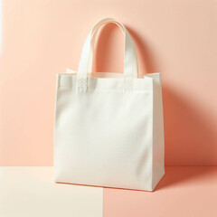 White bag mockup on simple background.