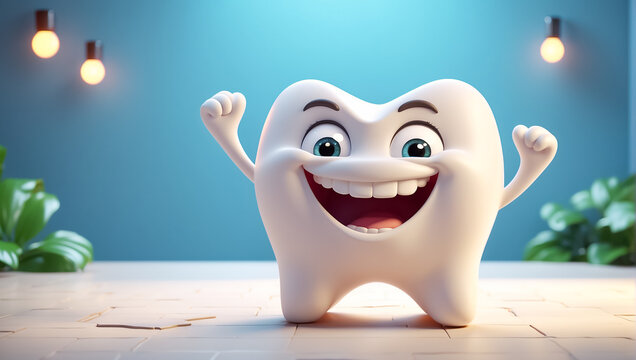 Cute happy cartoon tooth design