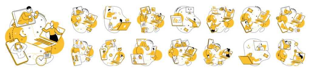 Partnership collaboration vector illustration. Collaborate efficiently, turning challenges into achievements through teamwork In realm business, togetherness and communication fuel corporate success