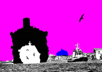 Venice : transatlantic on canal in abstract style