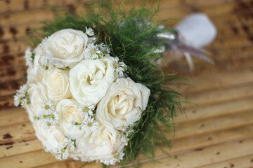 Beautiful white wedding bouquet