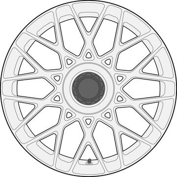 recommend clip art: Car rim, wheel vector image line art