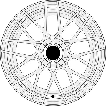 Car rim, wheel vector image line art