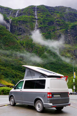 Camper parked in Gudvangen, Norway