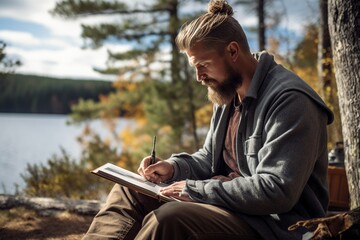 This captivating photo showcases the professional collaboration between an illustrator and clients. It captures the artist engaged in discussions, presenting sketches