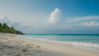 Fototapeta na wymiar tropical white sand beach background caribbean island hot summer day on the beach