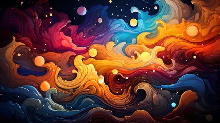 Fotobehang Galaxy Stars Abstract Space Background Elements, Background Banner HD, Illustrations , Cartoon style © Alex Cuong