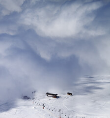 Ski resort in clouds