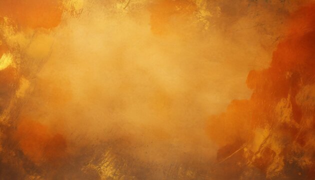 Empty Orange And Gold Background Grunge Texture In Warm Autumn Colors For Thanksgiving Day Or Halloween With Free Space For Text