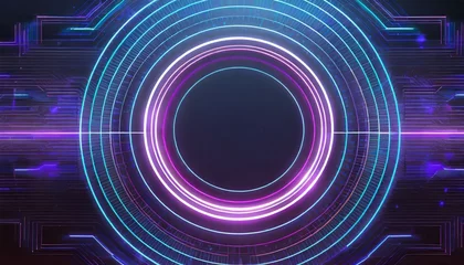 Tuinposter digital futuristic neon circle geometric abstract graphic poster web page ppt background © Kristopher