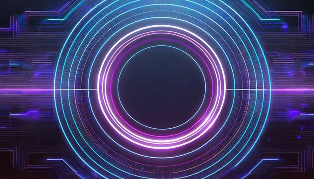 digital futuristic neon circle geometric abstract graphic poster web page ppt background