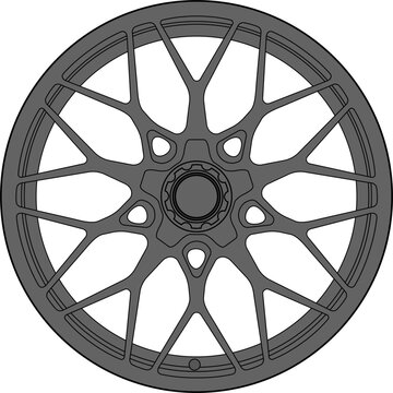 Car rim, wheel vector image line art