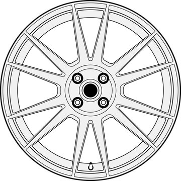 recommend clip art: Car rim, wheel vector image line art