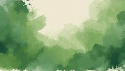 green background with watercolor texture in abstract vintage pastel green border design with faded...