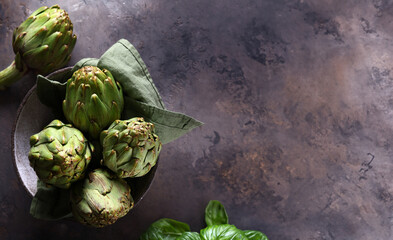 fresh organic vegetables green artichokes