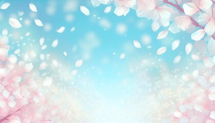 青空に舞う桜の花びら - obrazy, fototapety, plakaty