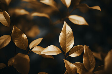 Gold aesthetic wallpaper with leaf
