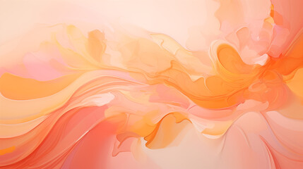 Fluid art with Peach Fuzz and pink hues, suitable for creative design and abstract backgrounds. Color of the year 2024