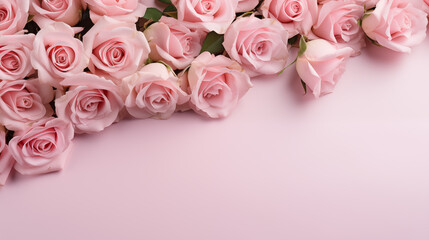 Soft Pink Roses on Pastel Background, Ideal for Wedding and Elegant Themes