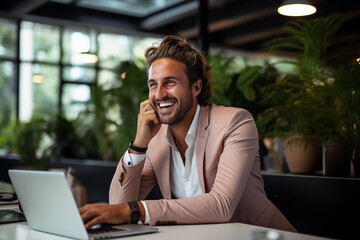 Modern business person inside a modern office. Startup vibe. 