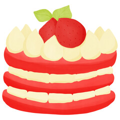 red cake with strawberry
