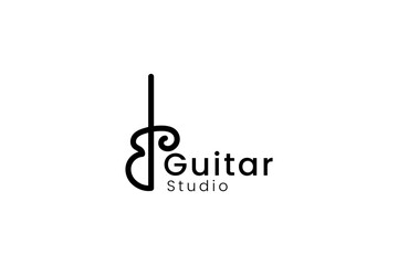 guitar logo vector icon illustration - obrazy, fototapety, plakaty