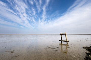 noth sea in Germany in Nordfriesland, Nordstrand, Schleswig-Holstein, at low tide