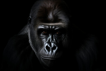 Lowland gorilla on black background