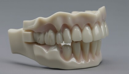 Fototapeta na wymiar A white plastic dental mold of a mouth