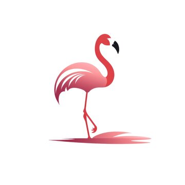 recommend clip art: Simple graphic logo of pink flamingo on white background.