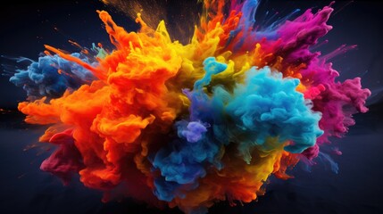 Obraz premium Colorful Smoke Explosion: Vibrant Collage on Black Background