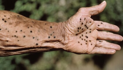 A person's arm with spots on it