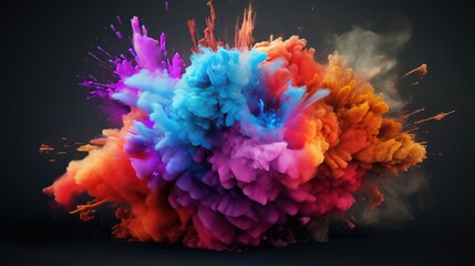 Colorful Smoke Explosion: Vibrant Collage on Black Background