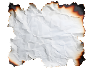 crumpled ripped paper with burnt edges
